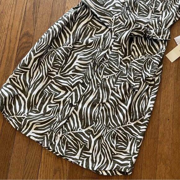 Jones New York Sport Short Sleeve Shirt Dress Belt Animal Stripes Print Pockets - Picture 3 of 9